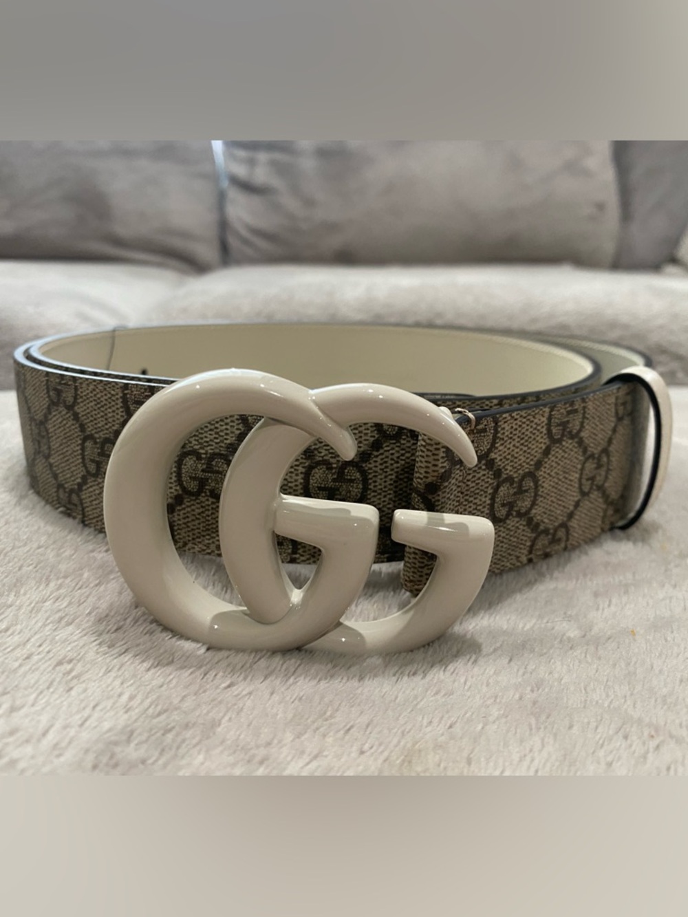 Gucci Beige/Brown GG Monogram Canvas Belt